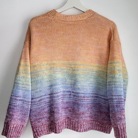 Pastel Ombre Knit Cardigan • Venice Love • Soft Rainbow Button-Up Sweater - Picture 2 of 5